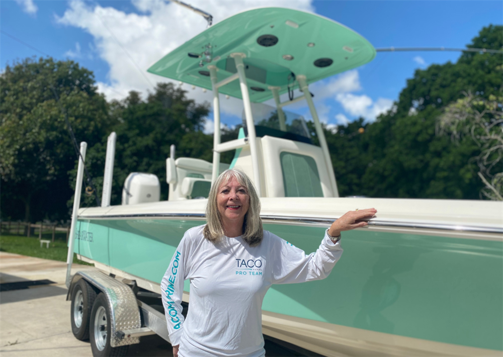 Ladies, Let's Go Fishing Founder Betty Bauman with ShearWater 250 XTE